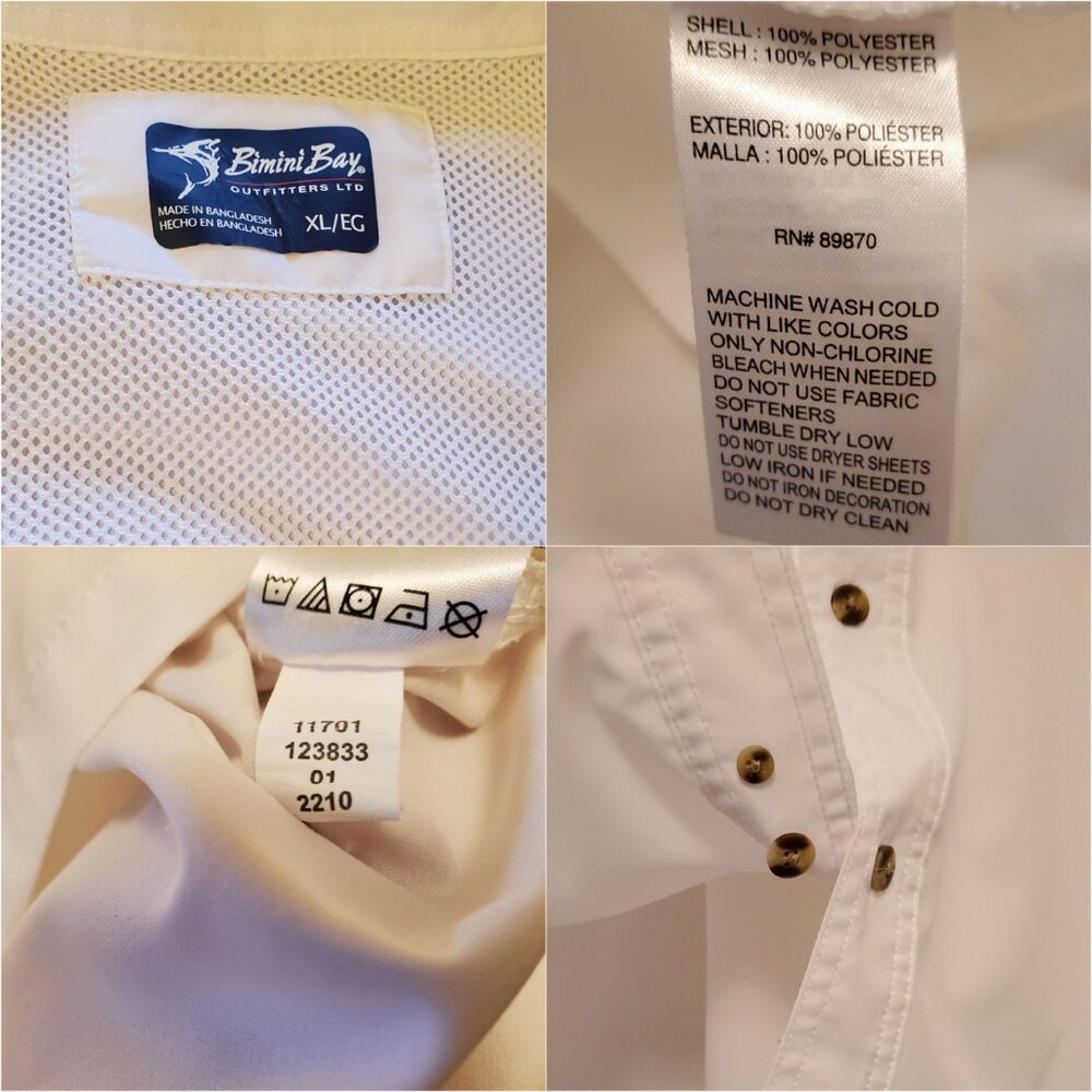 Bimini Bay Outfitters LTD Men’s White Short Sleeve Button-Down Fishing Shirt XL - Picture 7 of 14